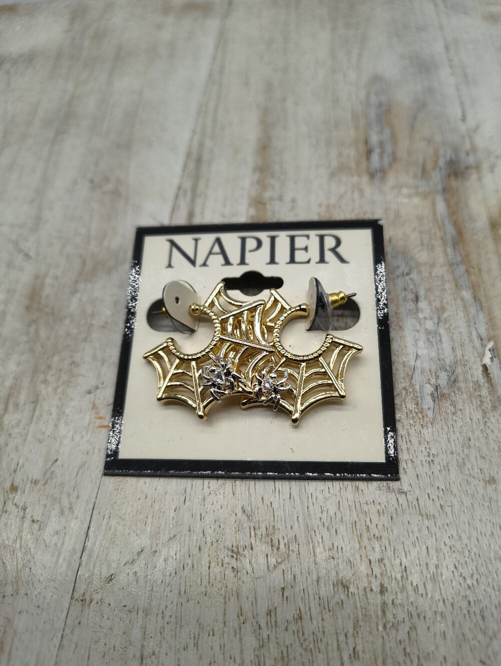 Napier Halloween Spider Web Hoop Earrings